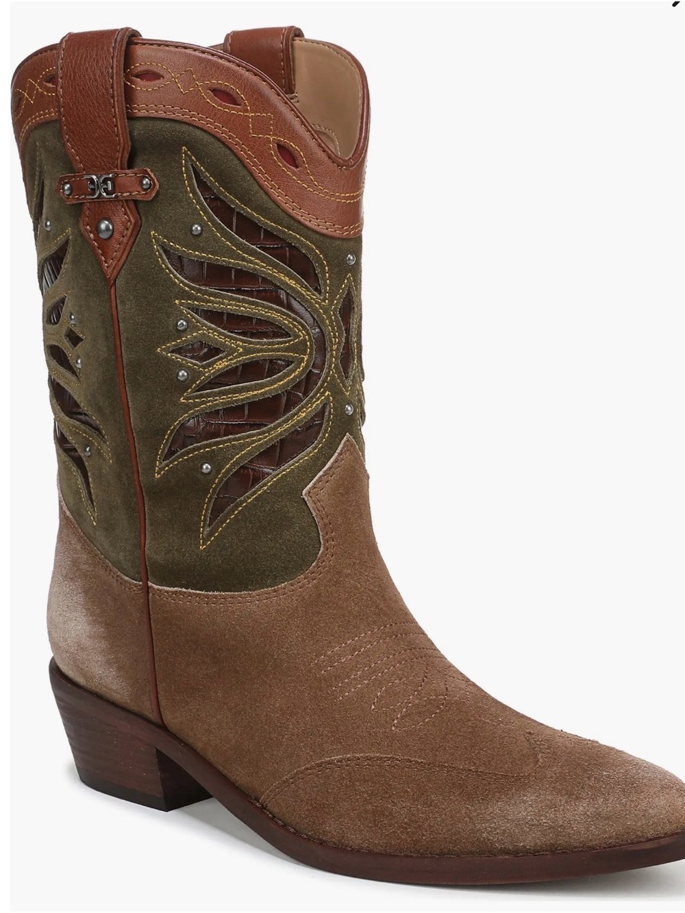 Sam Edelman Rylin Western Boots Size 7.5 Brown Cowboy Boots MSRP $245
